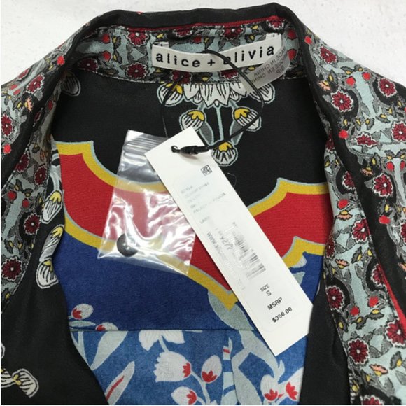 Alice + Olivia Willa Floral Print Silk Blouse NWT - Picture 2 of 8
